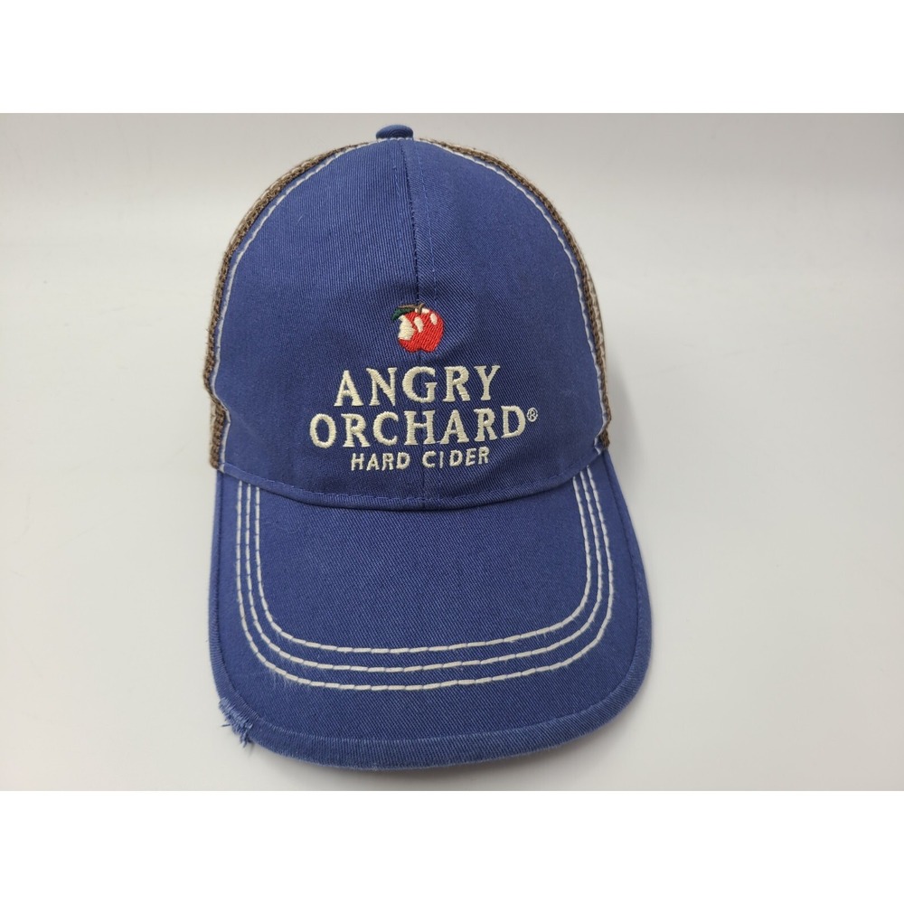 Angry Orchard Hard Cider Apple Mesh Trucker Snapback Hat Cap Baseball Blue Brown